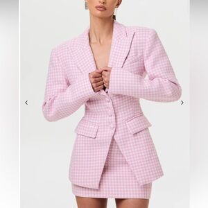 Pink Houndstooth Blazer and skirt set small